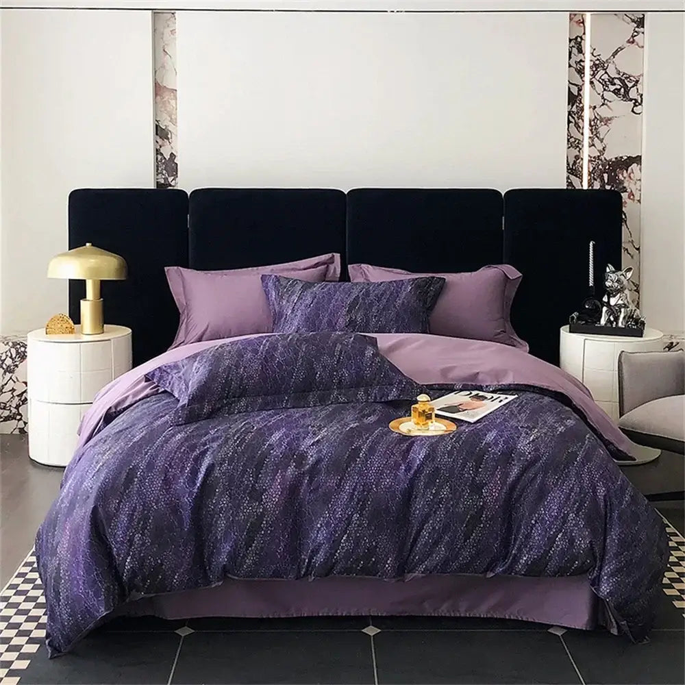 Pink floral satin egyptian cotton bedding set bedroom decor