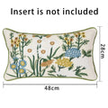 Pink flower farmhouse cushion cover cream embroidered living room