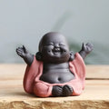Pink & green ceramic maitreya buddha statue tea sculpture living room