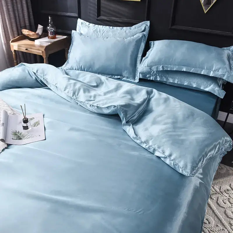 Pink ice rayon satin bedding set bedroom cooling duvet cover