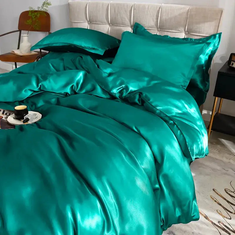 Pink ice rayon satin bedding set bedroom cooling duvet cover