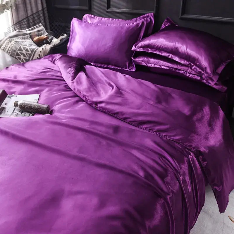 Pink ice rayon satin bedding set bedroom cooling duvet cover