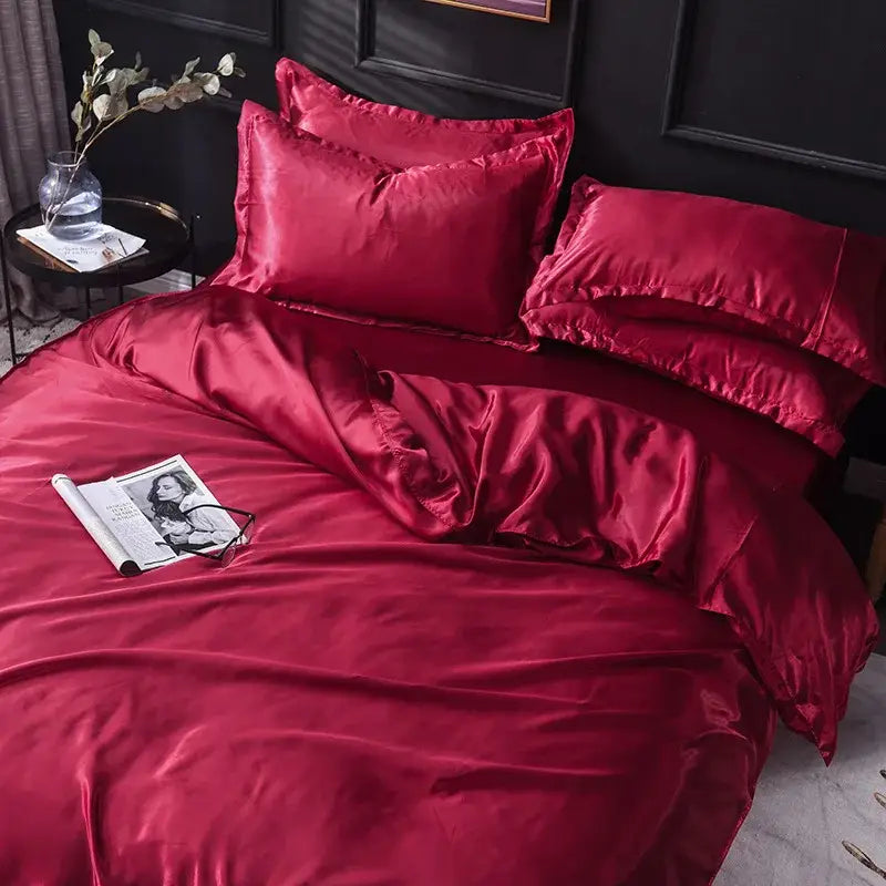 Pink ice rayon satin bedding set bedroom cooling duvet cover