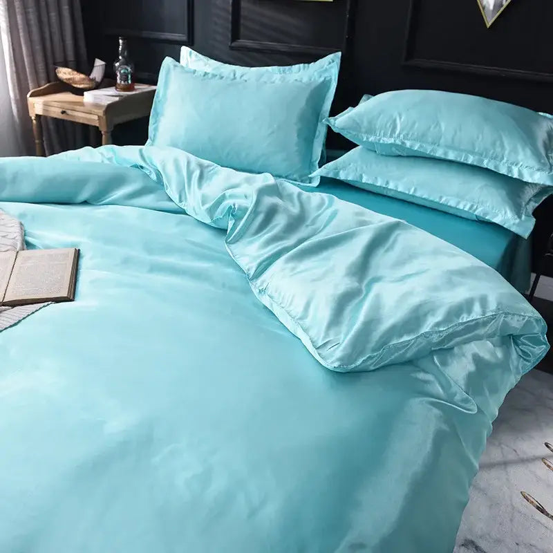 Pink ice rayon satin bedding set bedroom cooling duvet cover