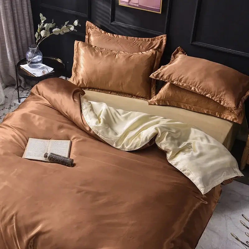Pink ice rayon satin bedding set bedroom cooling duvet cover