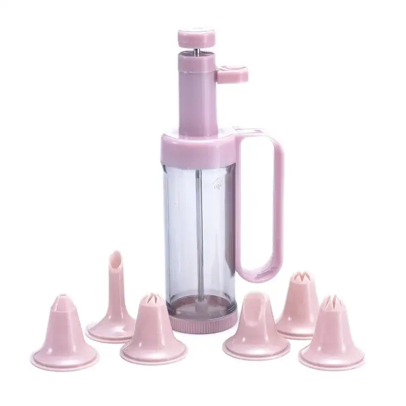 Pink plastic cream decorating gun kitchen baking set with nozzles