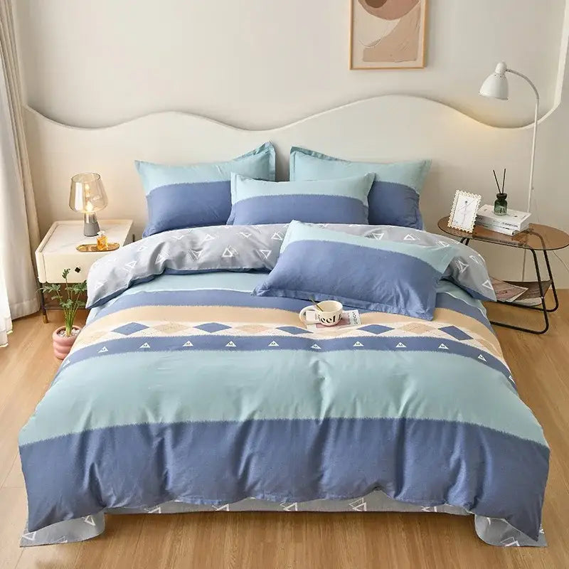 Pink & white floral cotton printed bedding set bedroom soft satin finish