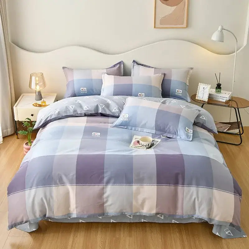 Pink & white floral cotton printed bedding set bedroom soft satin finish