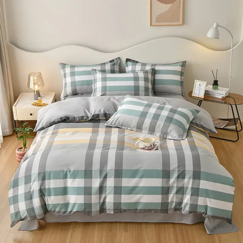 Pink & white floral cotton printed bedding set bedroom soft satin finish