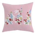 Pink & white floral embroidered bunny cushion cover living room decor