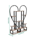 Heart shaped black & wood metal plant flower rack living room