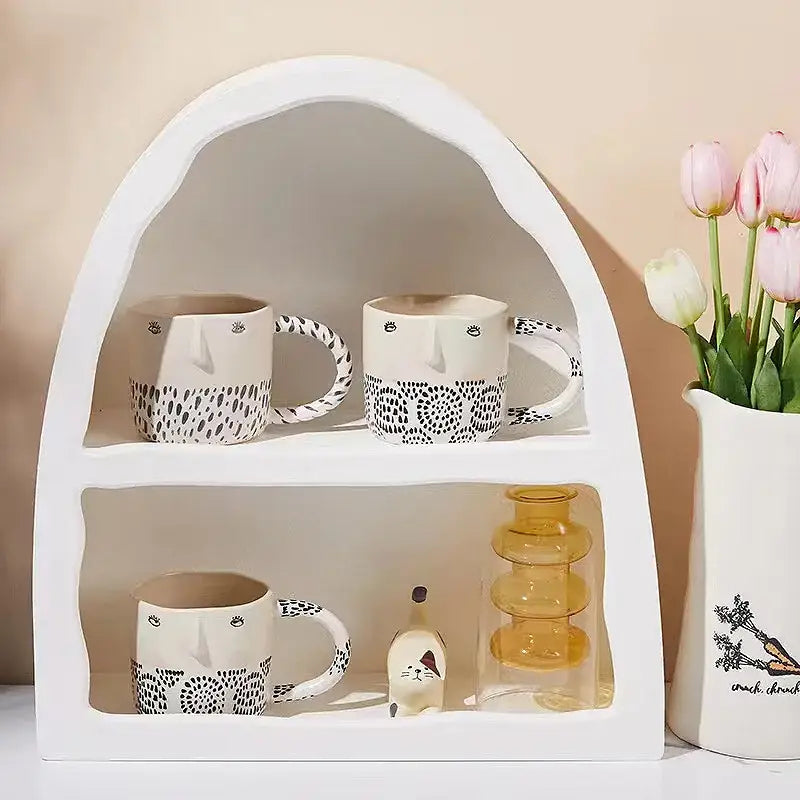 Playful spotted face 340ml ceramic coffee milk mug kitchen decor