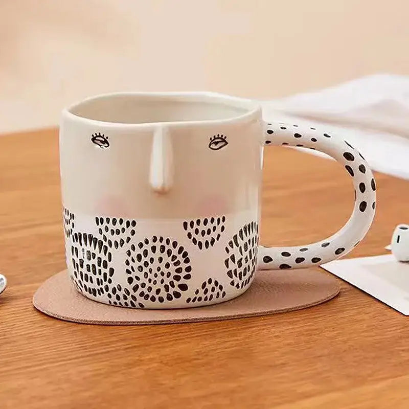 Playful spotted face 340ml ceramic coffee milk mug kitchen decor