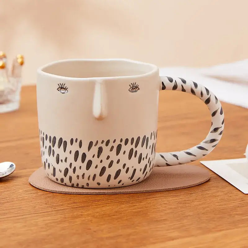 Playful spotted face 340ml ceramic coffee milk mug kitchen decor