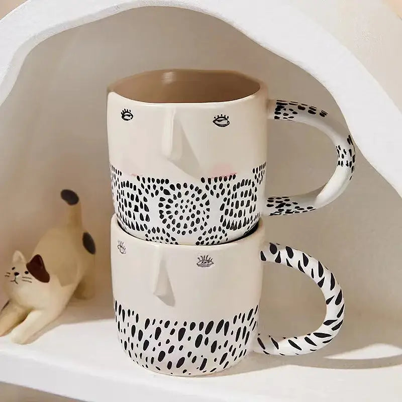 Playful spotted face 340ml ceramic coffee milk mug kitchen decor