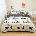 Playful white & light blue dog print bedding set bedroom decor