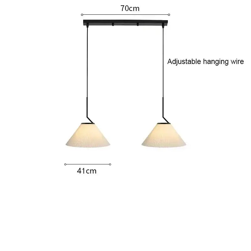 Pleated white and black pendant light dining room chandelier