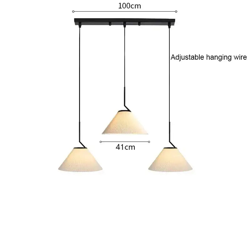 Pleated white and black pendant light dining room chandelier