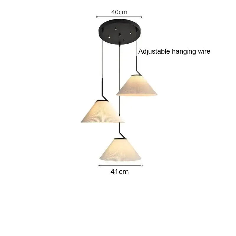 Pleated white and black pendant light dining room chandelier