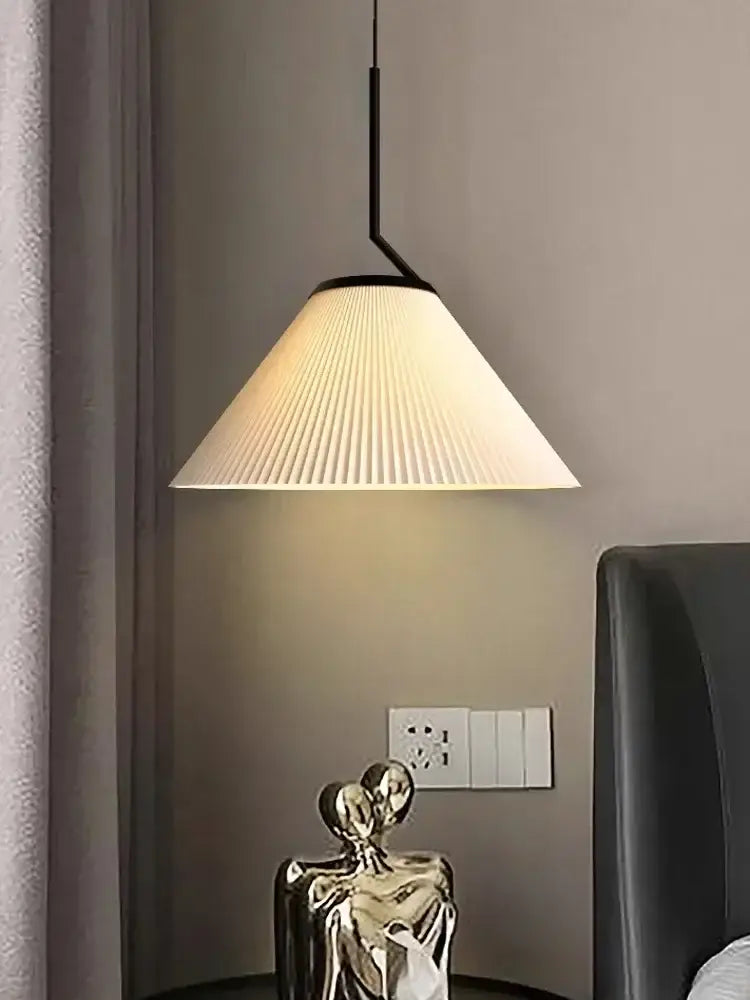 Pleated white and black pendant light dining room chandelier