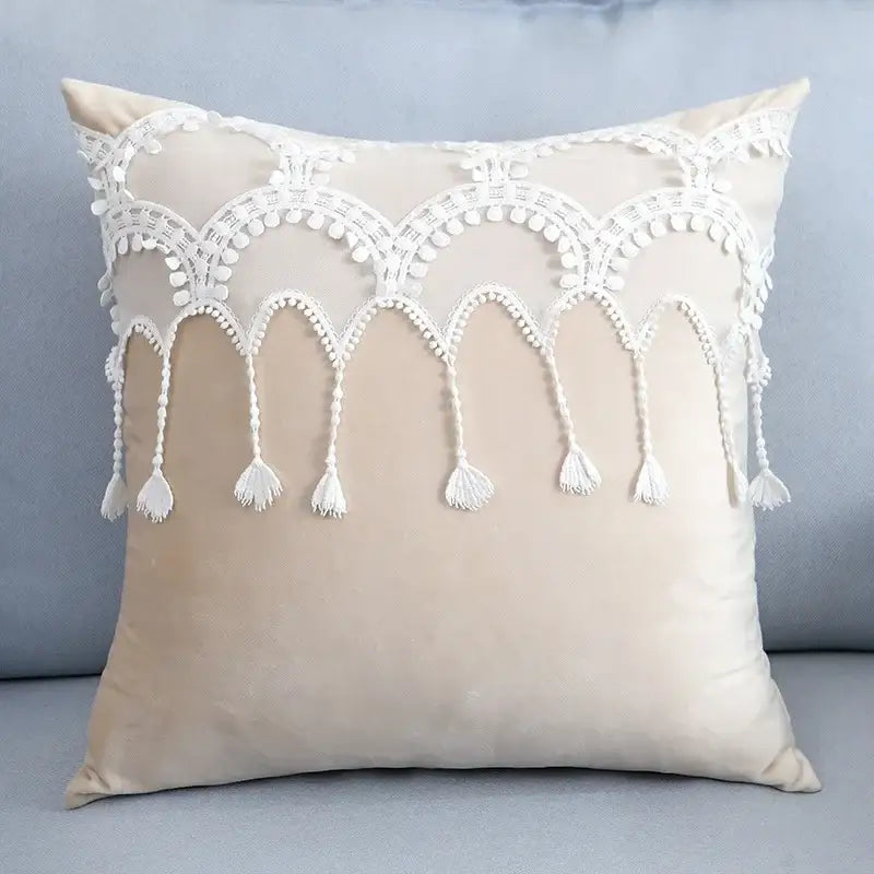 Plush black & white houndstooth cushion cover bedroom bow pillow