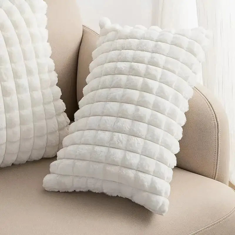 Plush black & white houndstooth cushion cover bedroom bow pillow