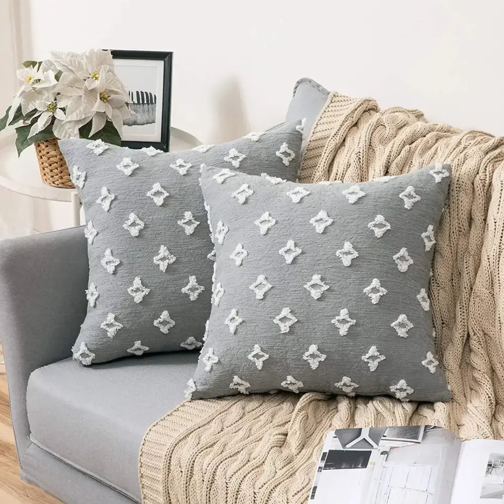 Plush black & white houndstooth cushion cover bedroom bow pillow