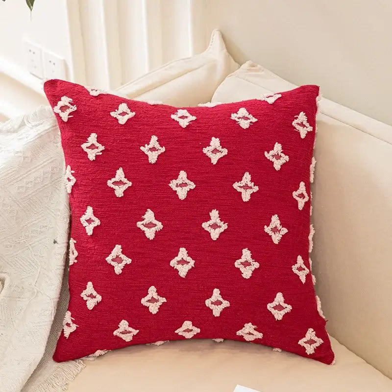 Plush black & white houndstooth cushion cover bedroom bow pillow