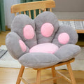 Plush gray & pink cat paw chair – bedroom decor cushion