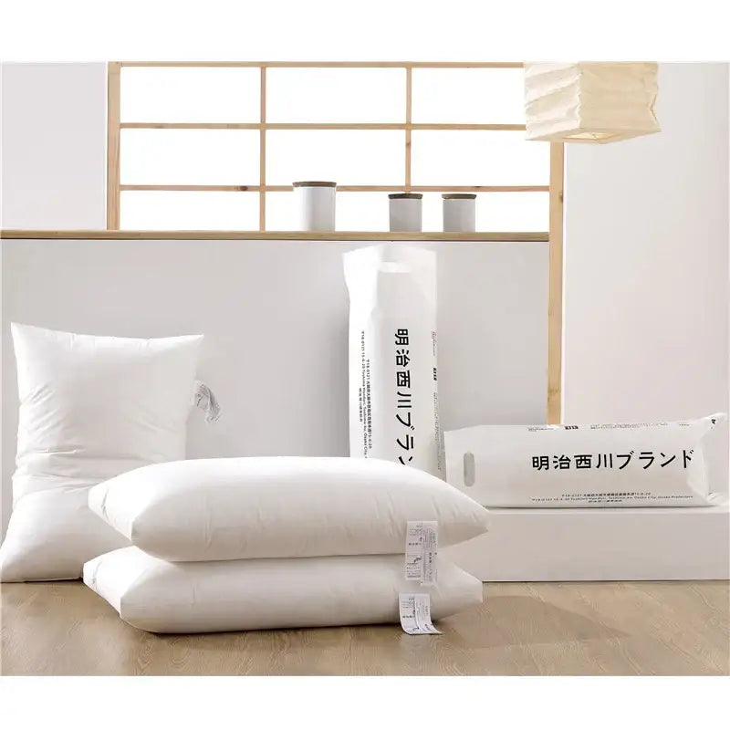 Plush white quilted cotton rectangle neck pillow bedroom decor