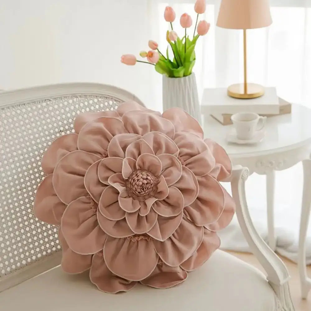 Plush white & soft pink 3d flowers pillows bedroom home decor