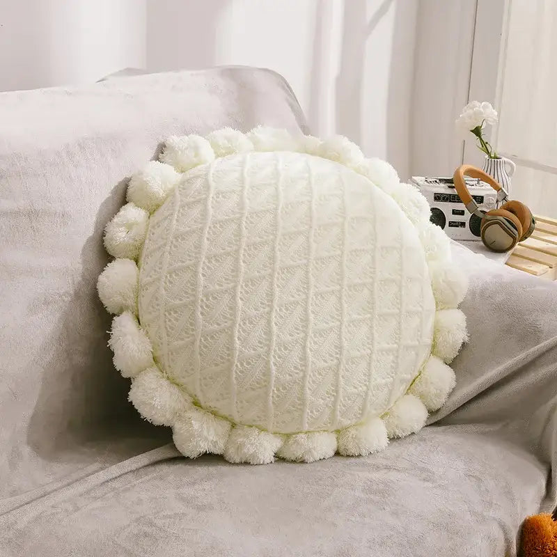 Plush white & soft pink 3d flowers pillows bedroom home decor