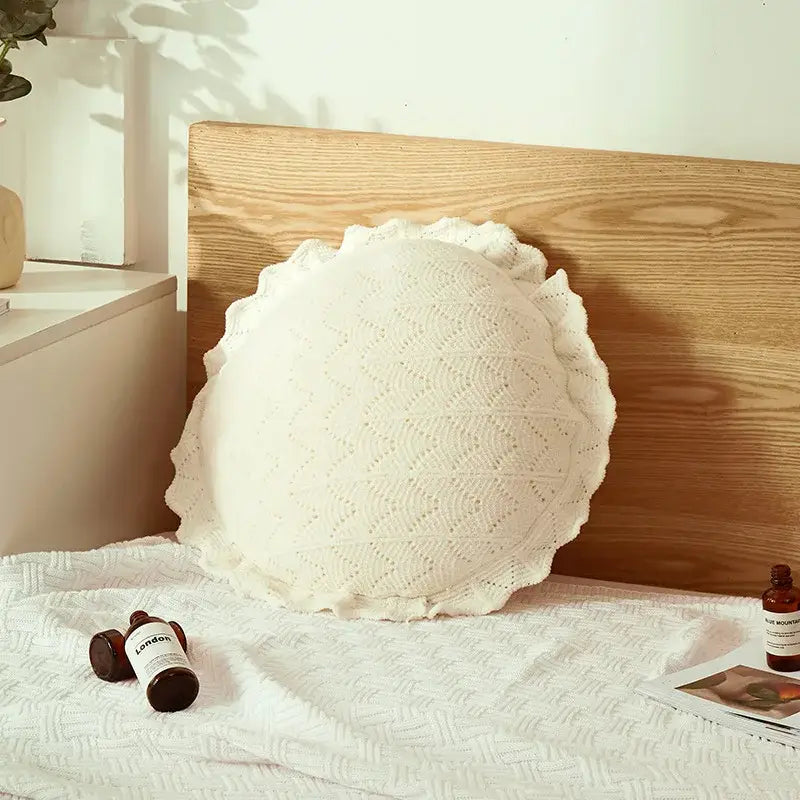 Plush white & soft pink 3d flowers pillows bedroom home decor