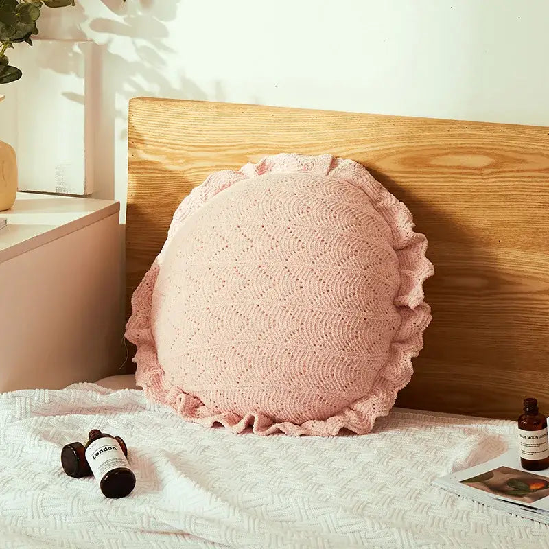Plush white & soft pink 3d flowers pillows bedroom home decor