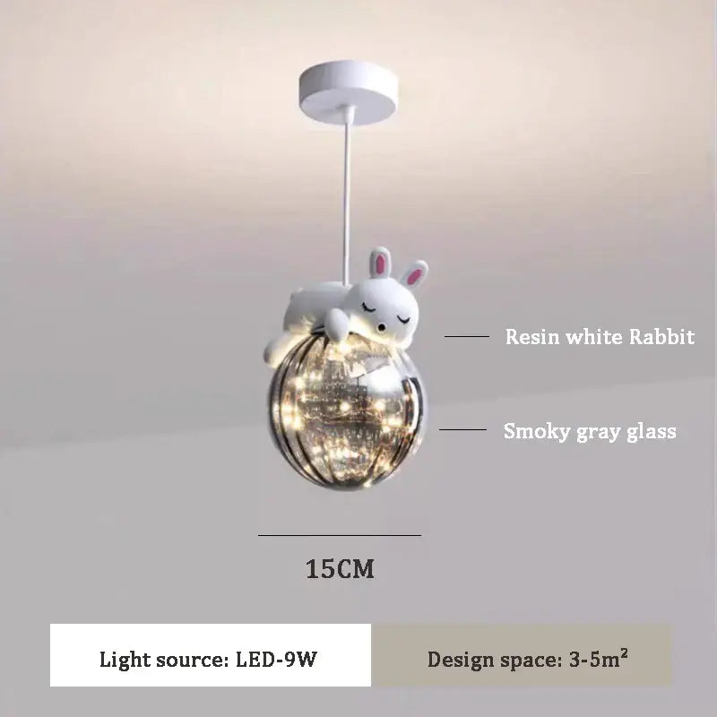 Polar bear glass animal led chandelier bedroom pendant light