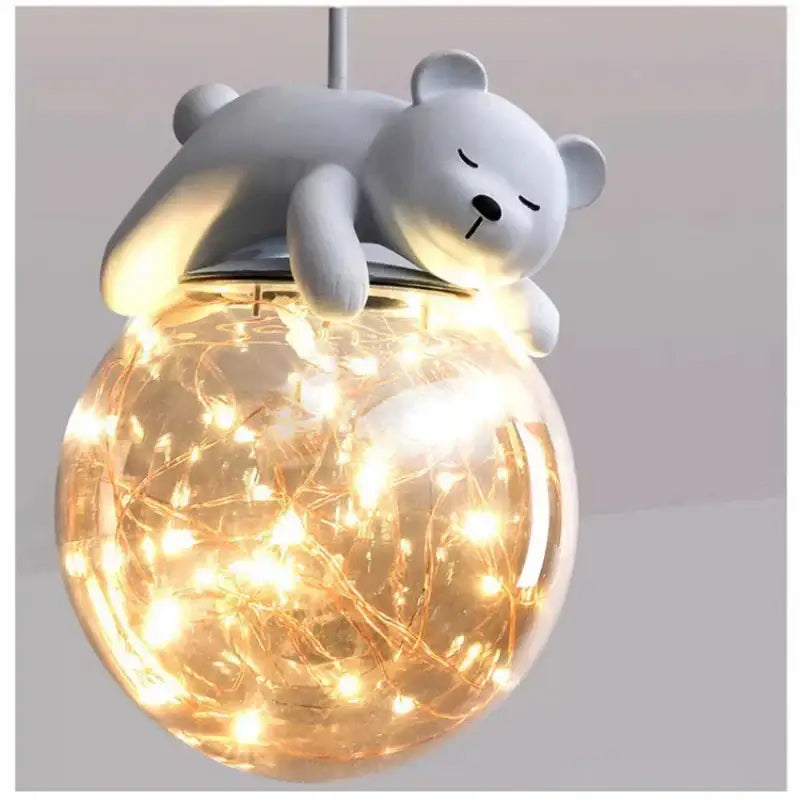 Polar bear glass animal led chandelier bedroom pendant light