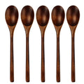 Polished dark brown wooden spoon soup and fork set dining room