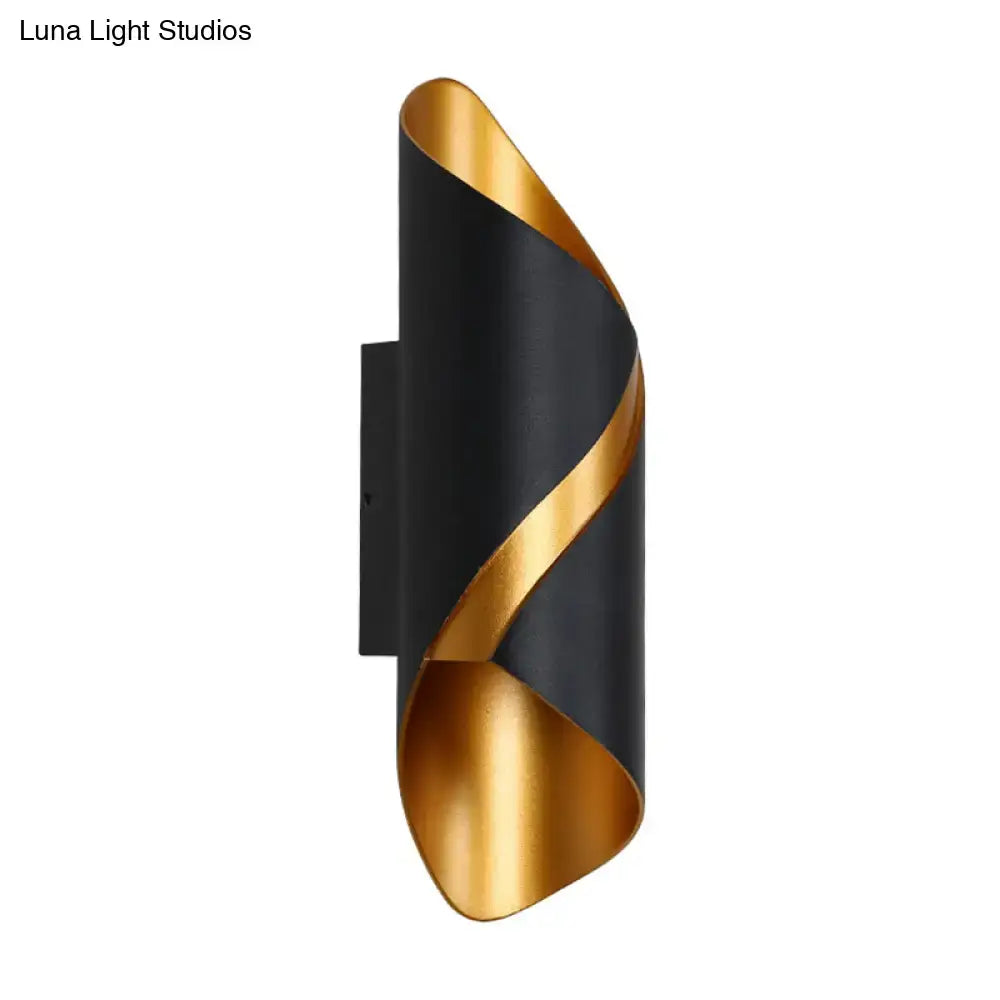 Post-modern black & gold spiral wall light living room sconce