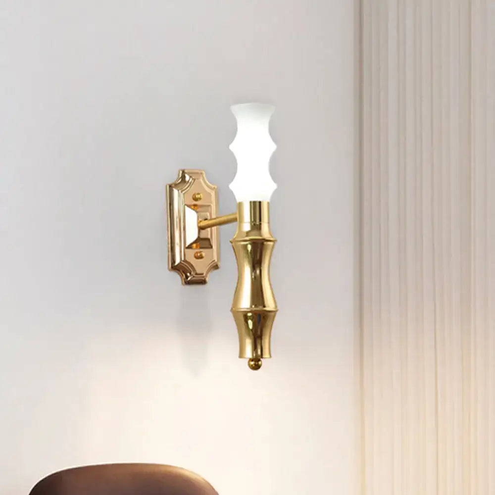 Post-modern brass bamboo wall sconce living room e27 bulb base light