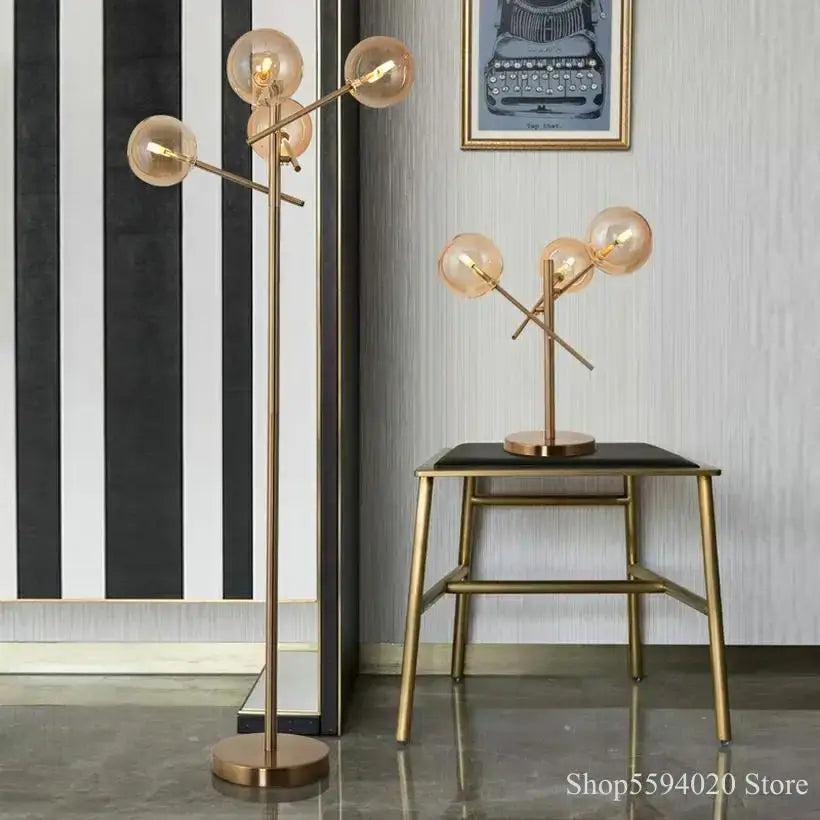Post-modern gold decorbites glass bubble floor lamp for living room