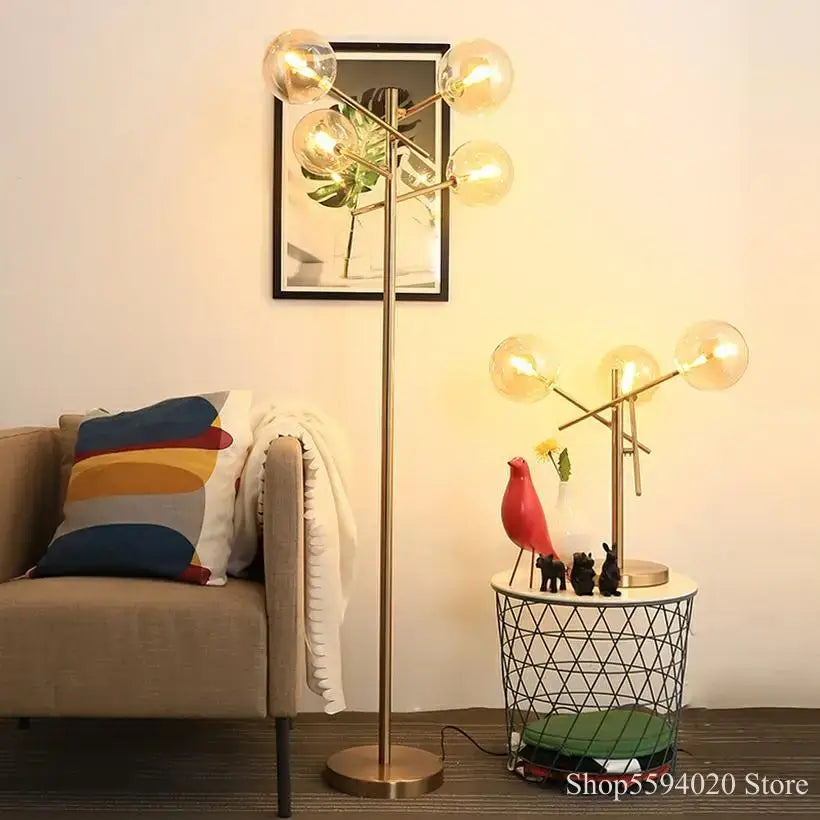 Post-modern gold decorbites glass bubble floor lamp for living room