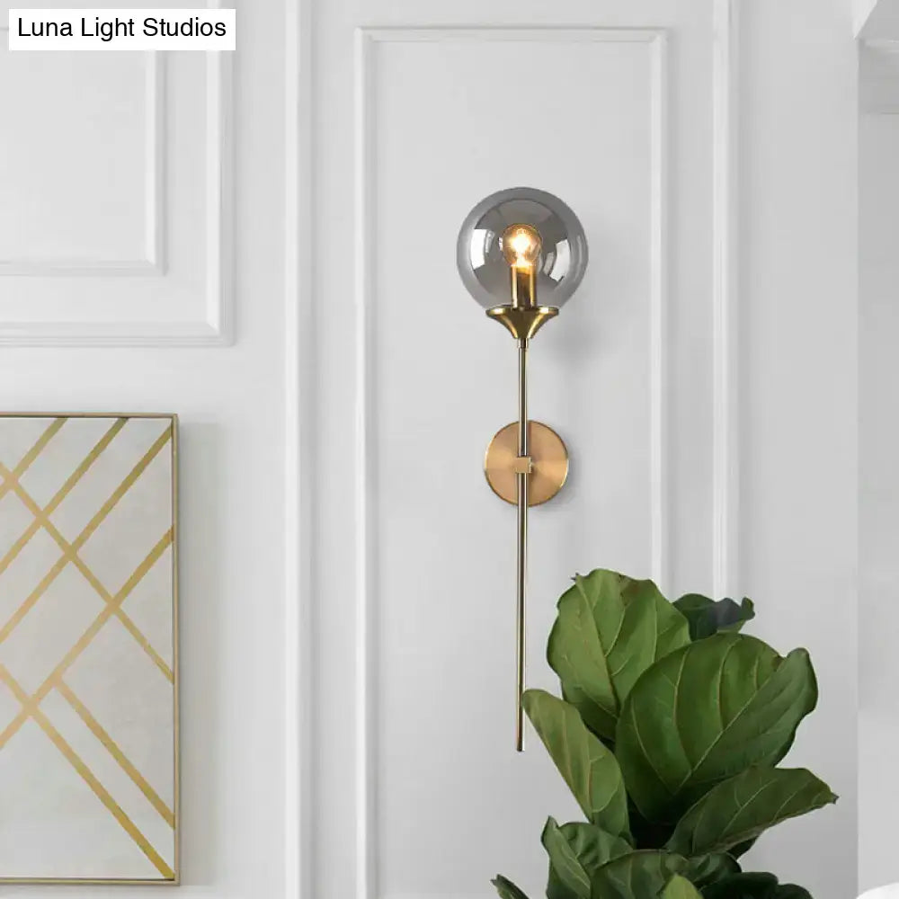 Postmodern amber and smoke grey glass wall sconce bedroom e27 bulb