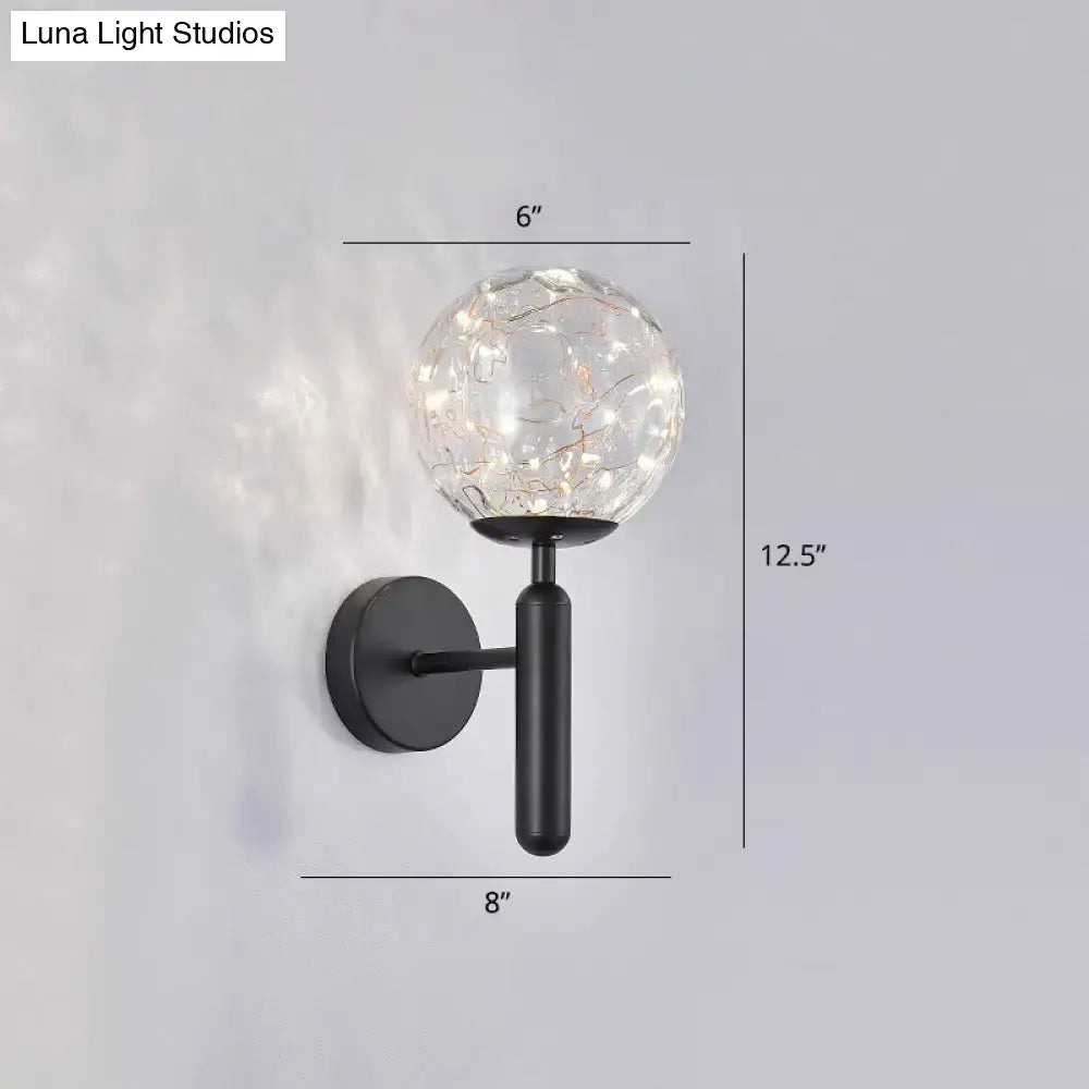 Postmodern black glass shade starry wall sconce bedroom light