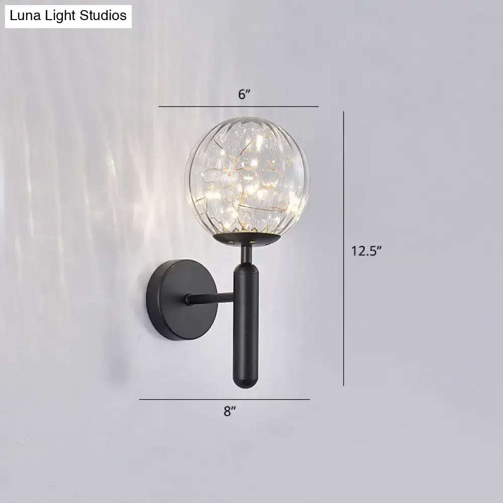Postmodern black glass shade starry wall sconce bedroom light