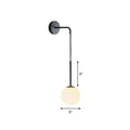 Postmodern black wall lamp with frosted glass globe for bedroom