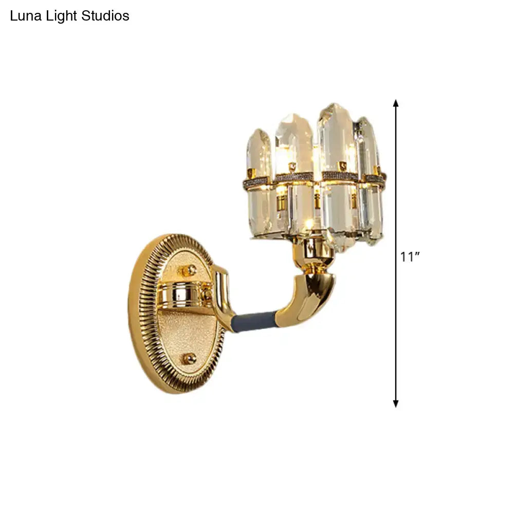 Postmodern blue & gold crystal wall mount lamp bedroom sconce