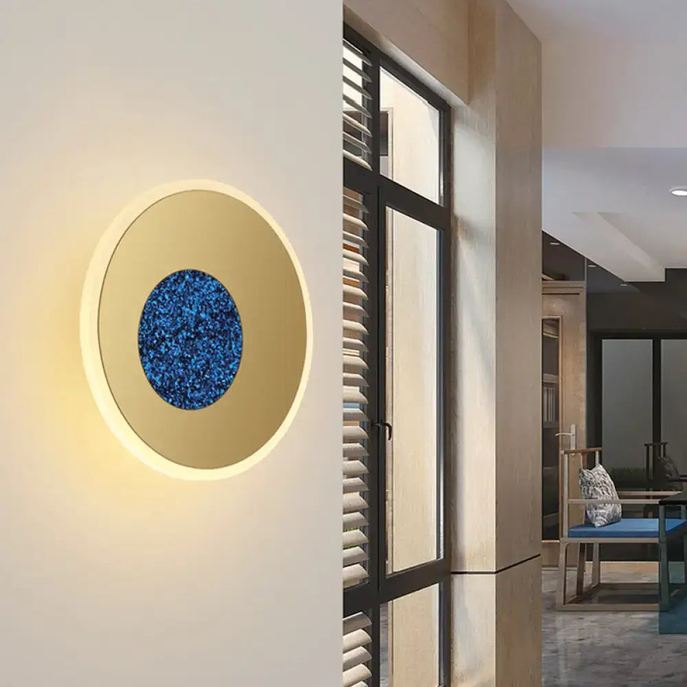 Postmodern blue round sconce light fixture – bedroom led wall light
