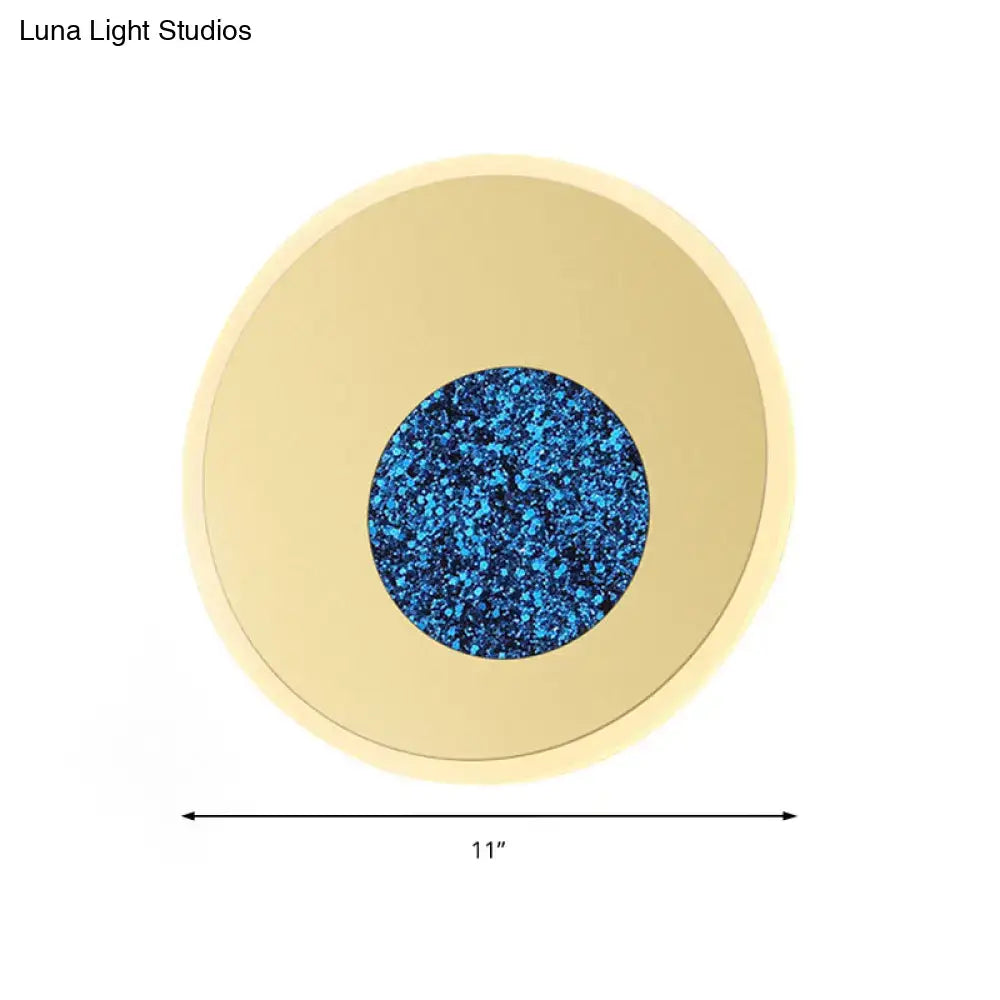 Postmodern blue round sconce light fixture – bedroom led wall light