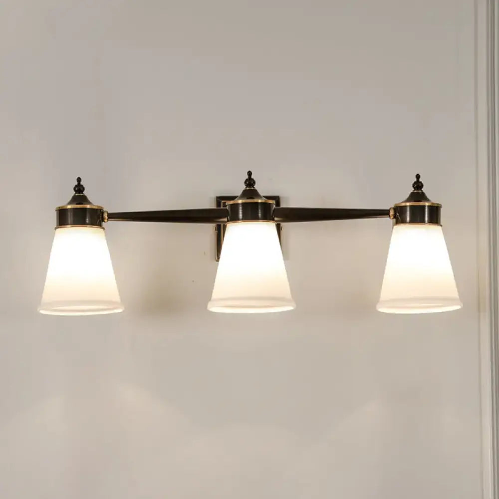 Postmodern brass and cream glass wall sconce bathroom vanity light