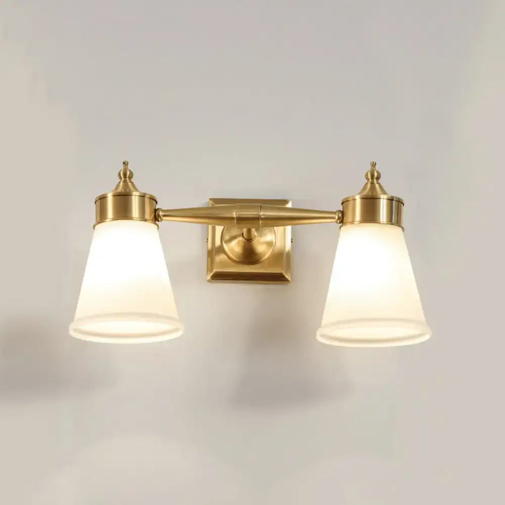 Postmodern brass and cream glass wall sconce bathroom vanity light